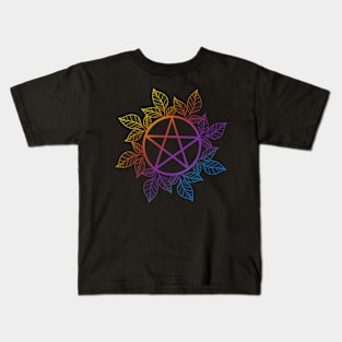 Rainbow Leafy Pentagram Kids T-Shirt